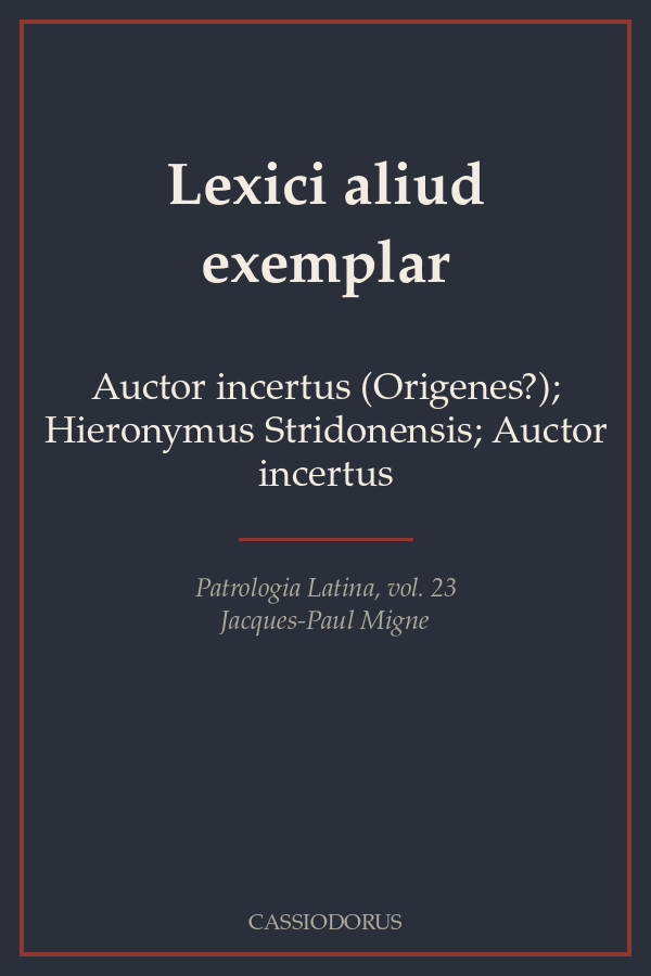 Lexici aliud exemplar cover