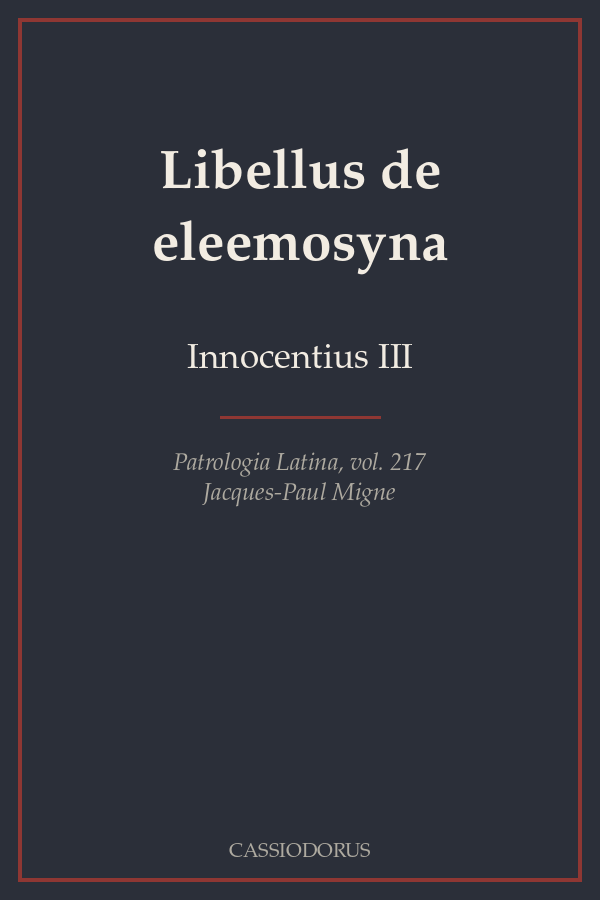 Libellus de eleemosyna cover