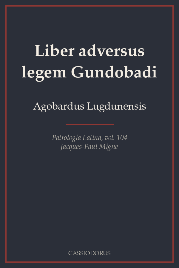 Liber adversus legem Gundobadi cover
