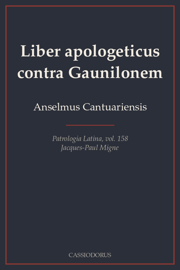 Liber apologeticus contra Gaunilonem cover