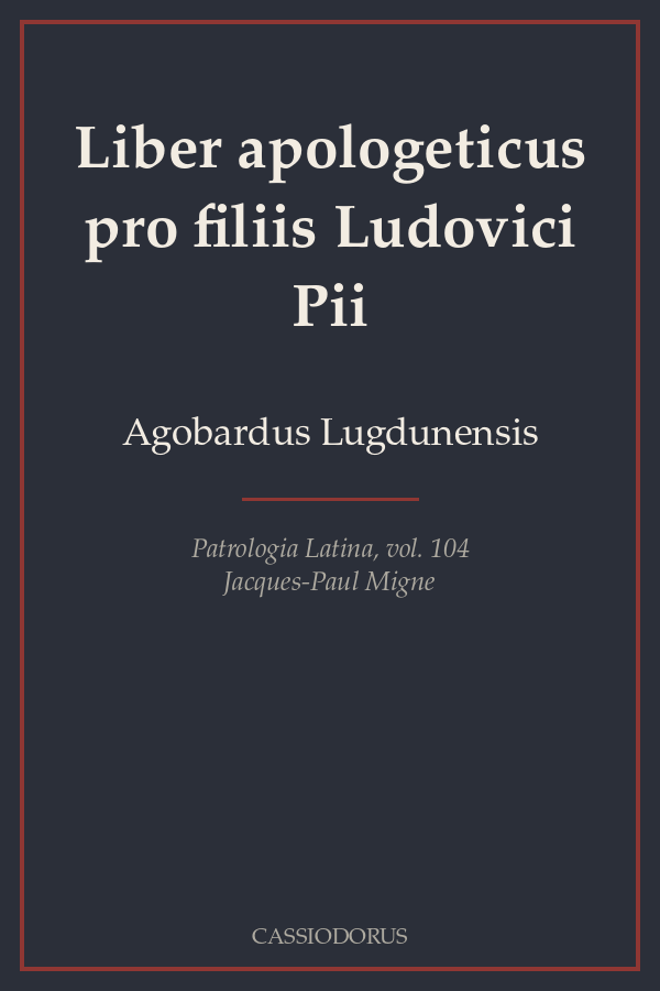 Liber apologeticus pro filiis Ludovici Pii cover