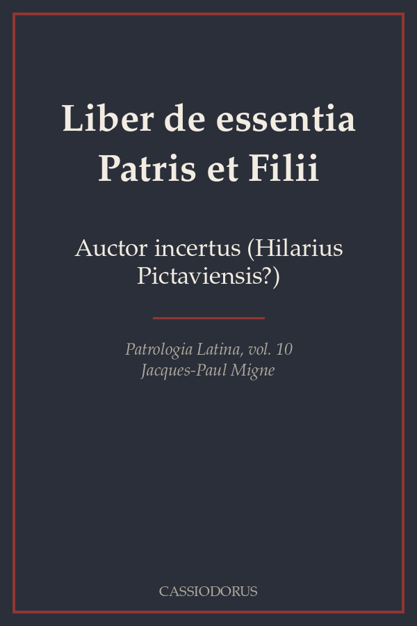 Liber de essentia Patris et Filii cover