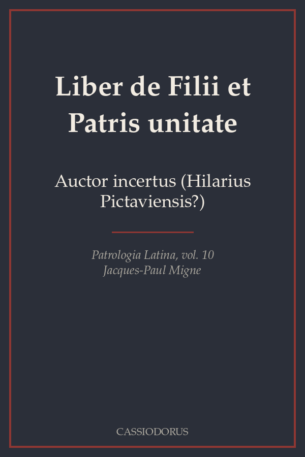 Liber de Filii et Patris unitate cover