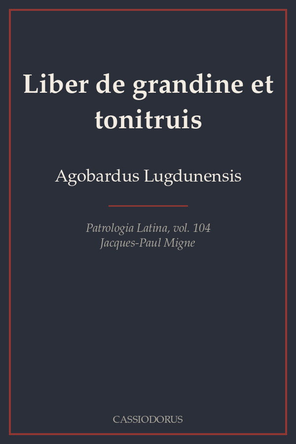 Liber de grandine et tonitruis cover
