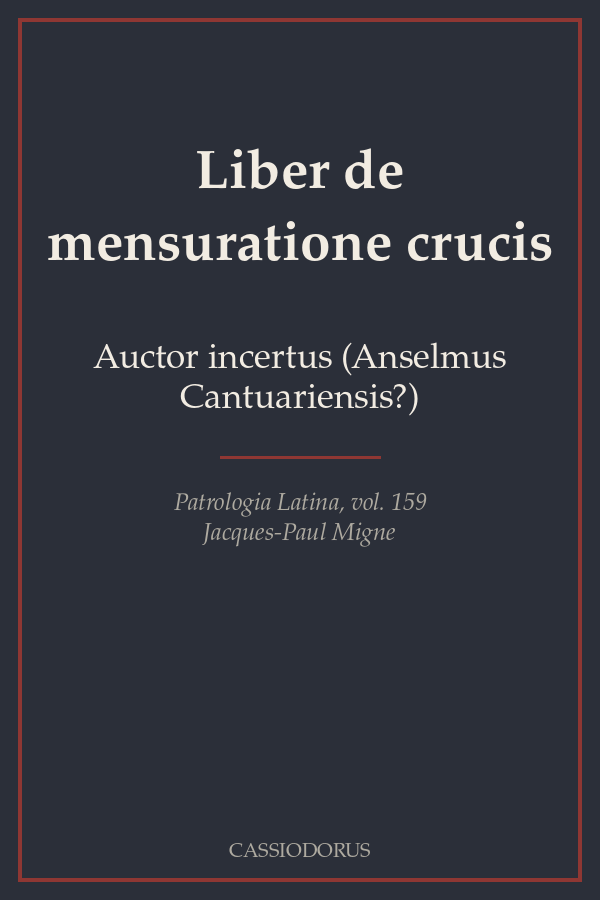 Liber de mensuratione crucis cover