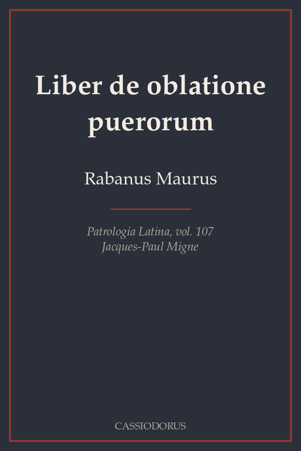 Liber de oblatione puerorum cover