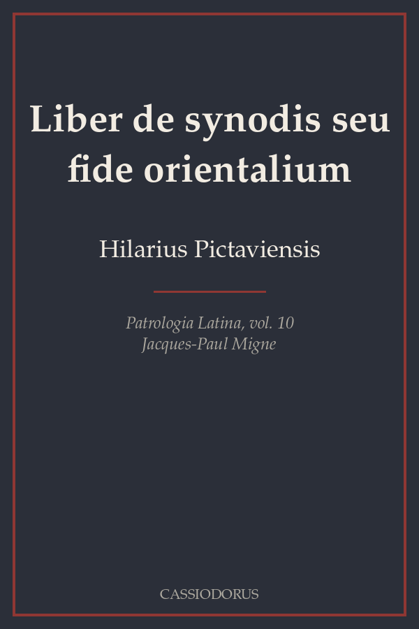 Liber de synodis seu fide orientalium cover