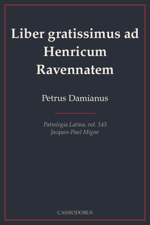 Liber gratissimus ad Henricum Ravennatem cover