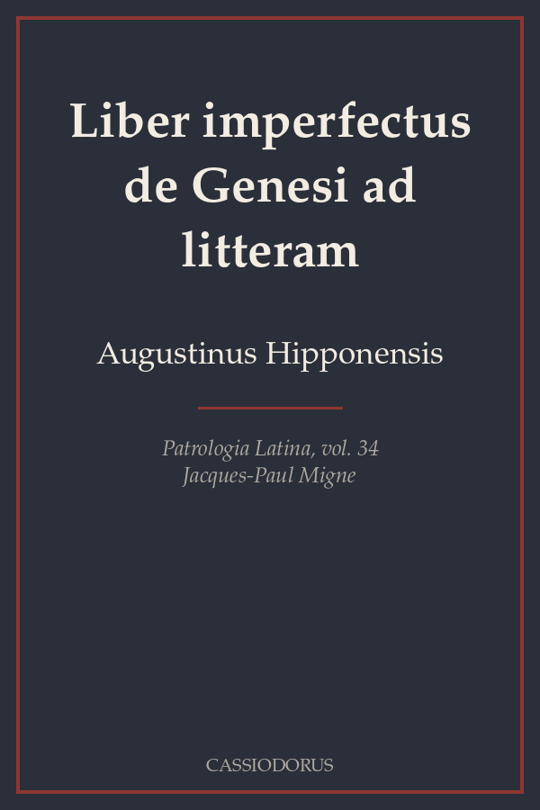 Liber imperfectus de Genesi ad litteram cover