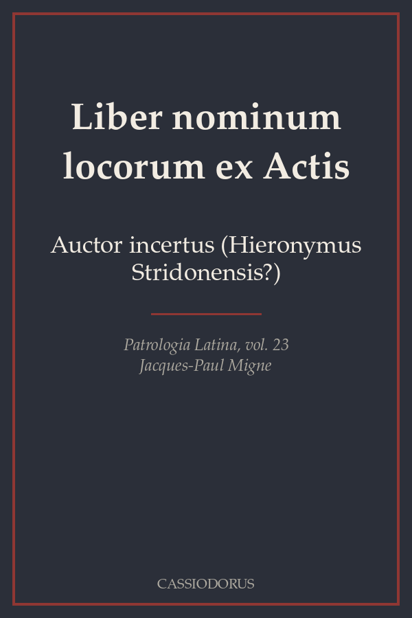 Liber nominum locorum ex Actis cover