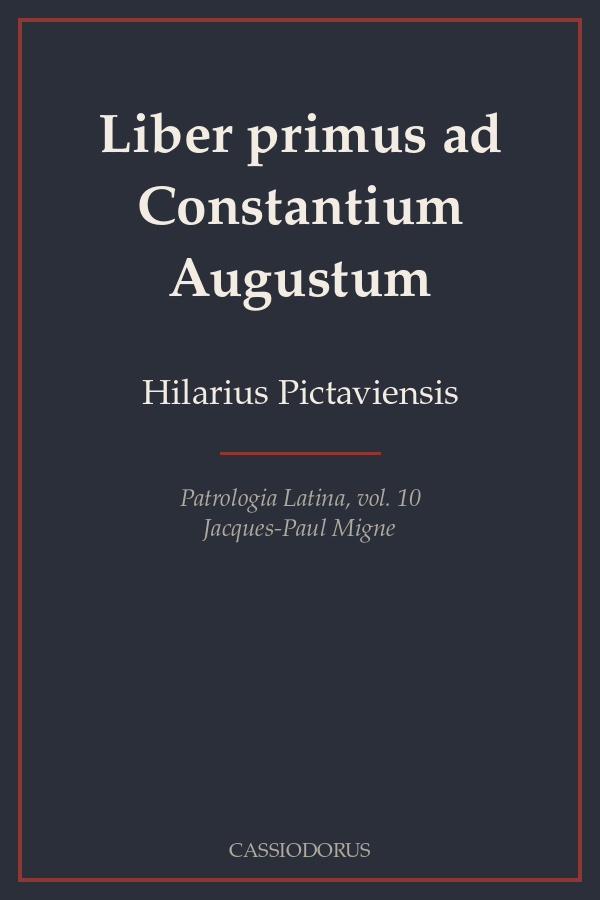 Liber primus ad Constantium Augustum cover