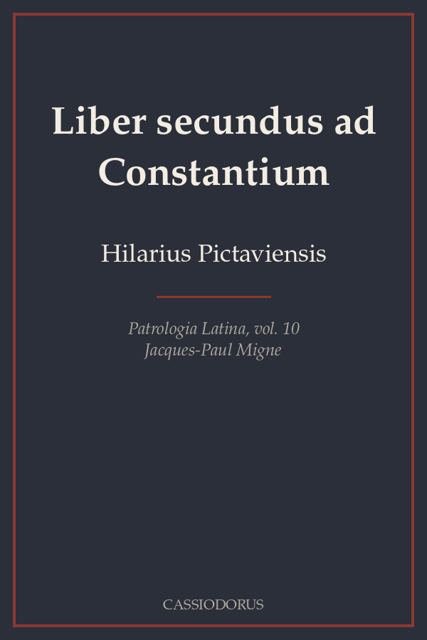 Liber secundus ad Constantium cover