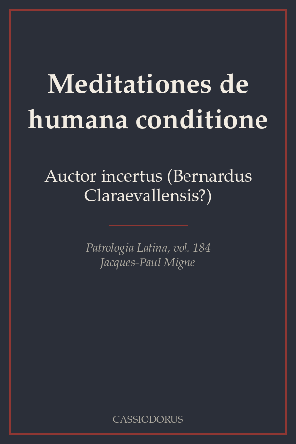 Meditationes de humana conditione cover