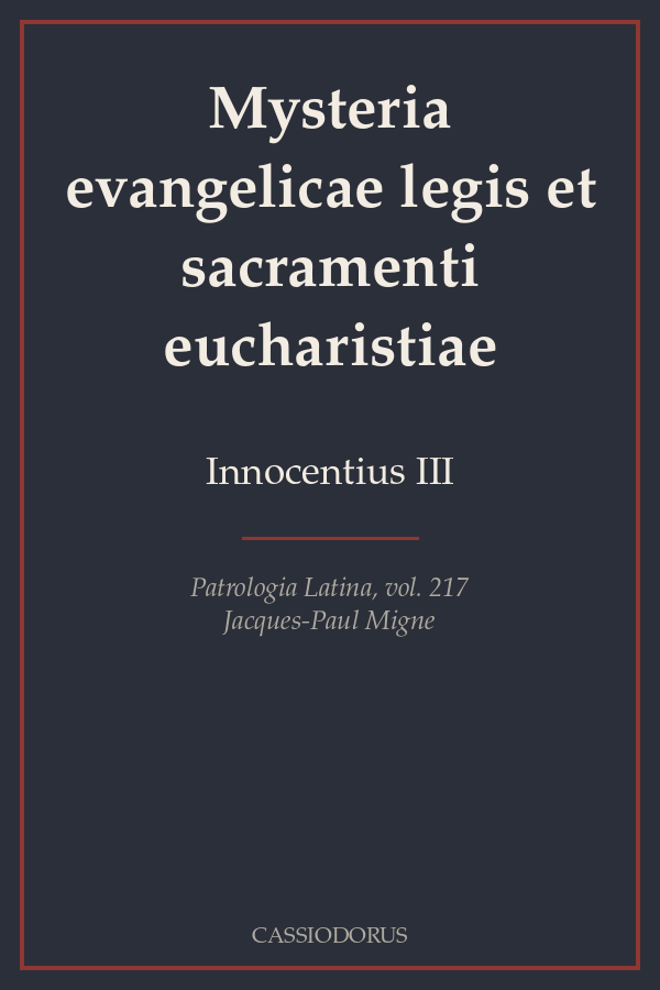 Mysteria evangelicae legis et sacramenti eucharistiae cover