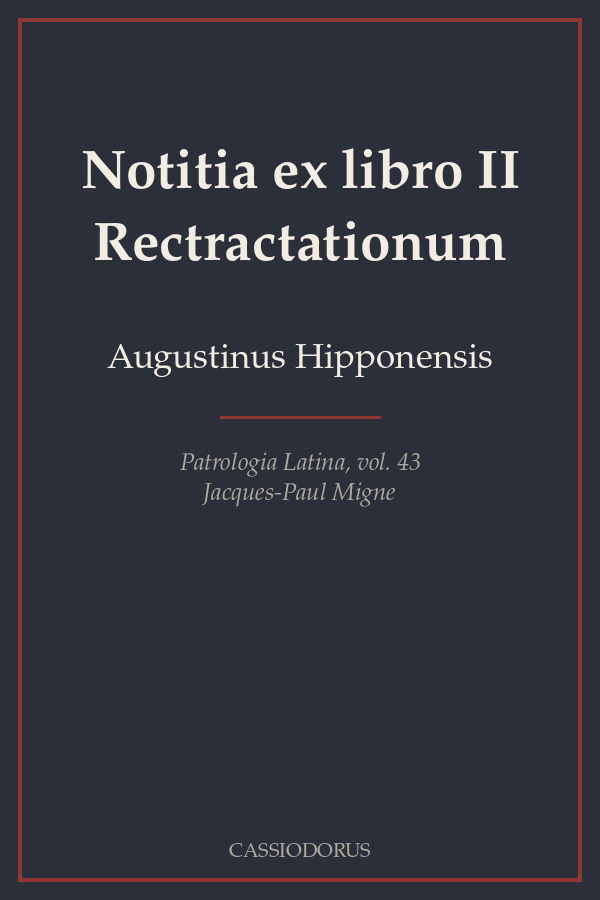 Notitia ex libro II Rectractationum cover