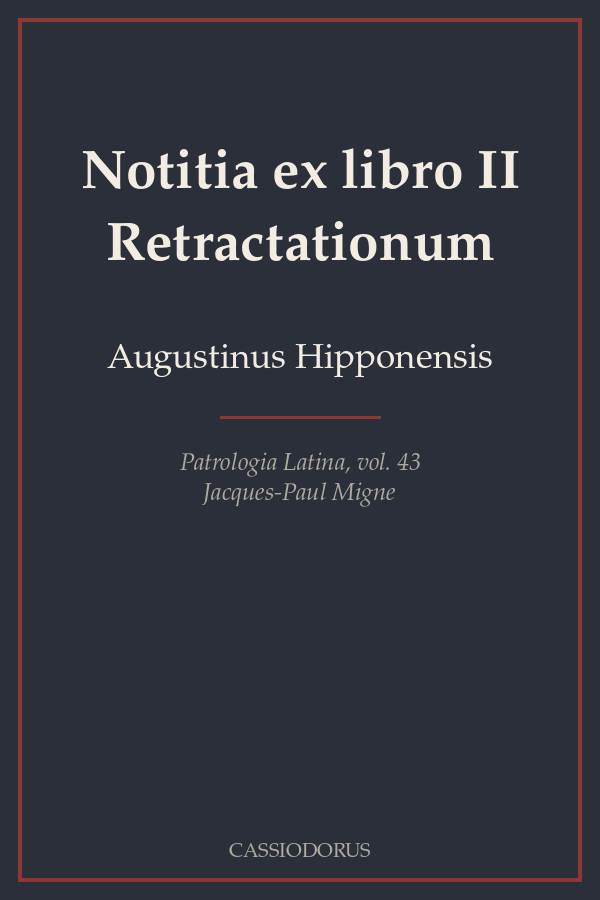 Notitia ex libro II Retractationum cover