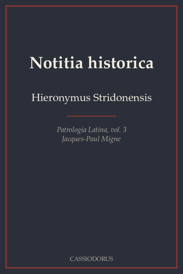 Notitia historica cover