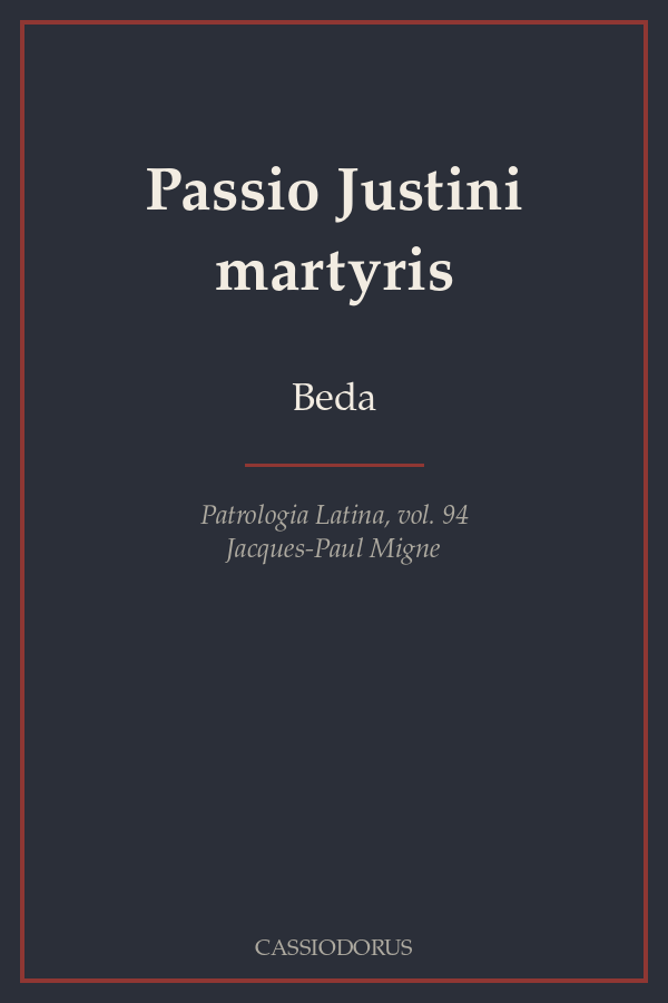 Passio Justini martyris cover