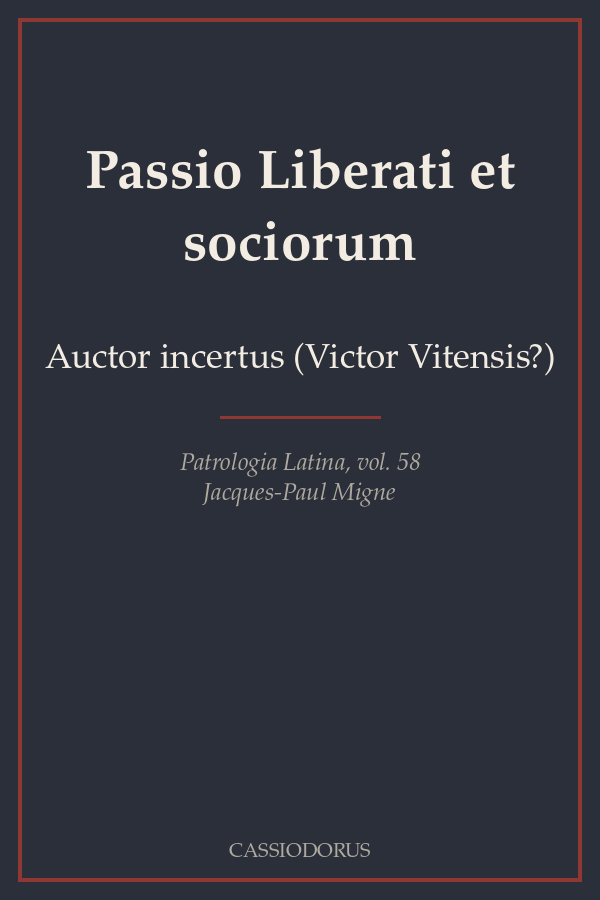 Passio Liberati et sociorum cover