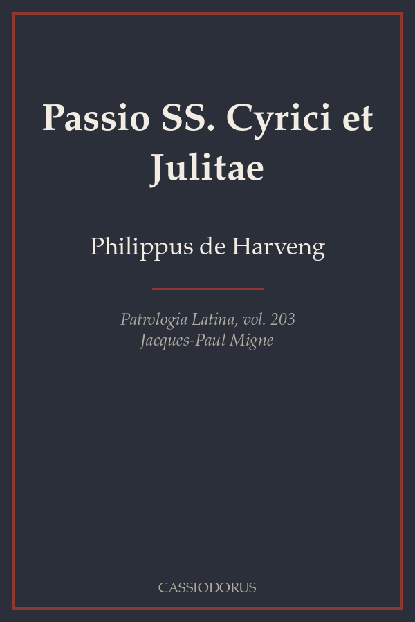 Passio SS. Cyrici et Julitae cover
