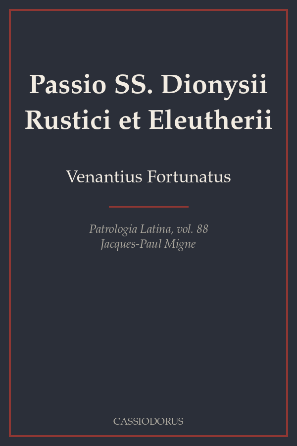 Passio SS. Dionysii Rustici et Eleutherii cover