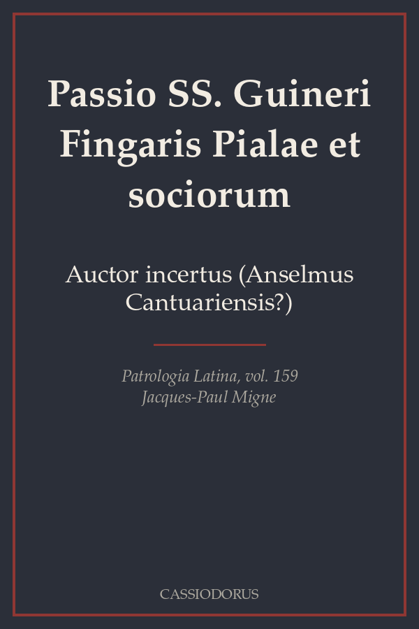 Passio SS. Guineri Fingaris Pialae et sociorum cover