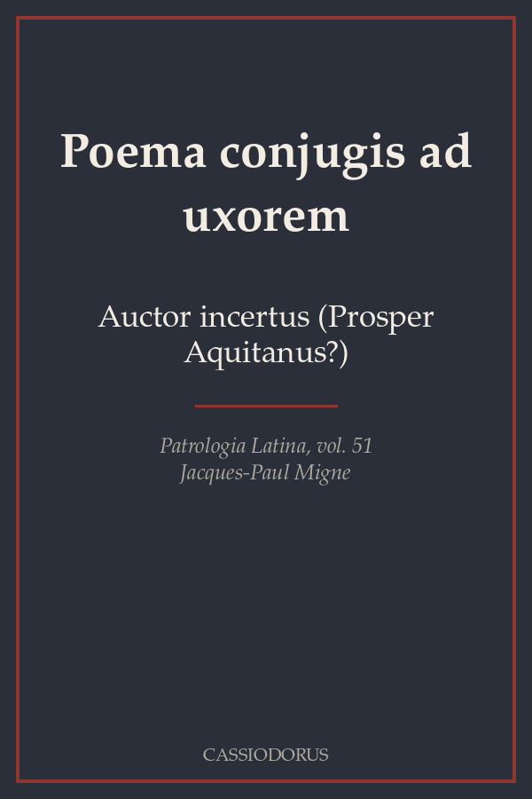 Poema conjugis ad uxorem cover