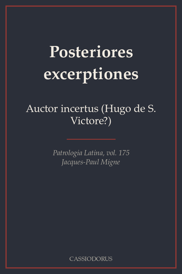 Posteriores excerptiones cover