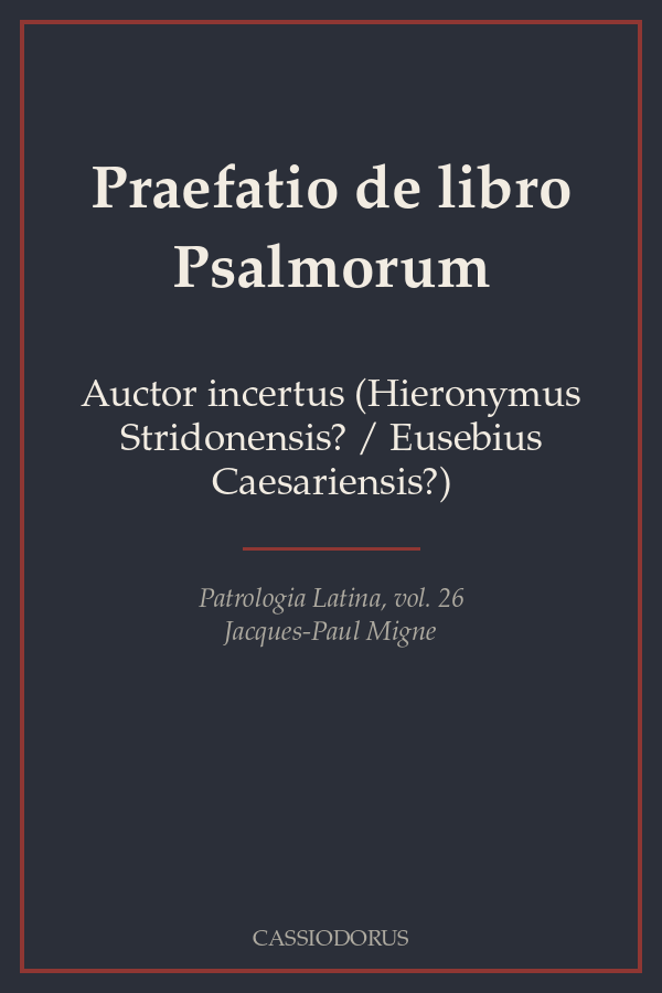 Praefatio de libro Psalmorum cover