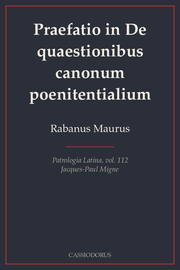 Praefatio in De quaestionibus canonum poenitentialium cover