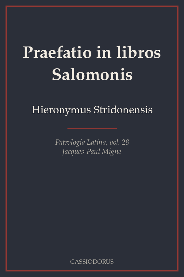 Praefatio in libros Salomonis cover