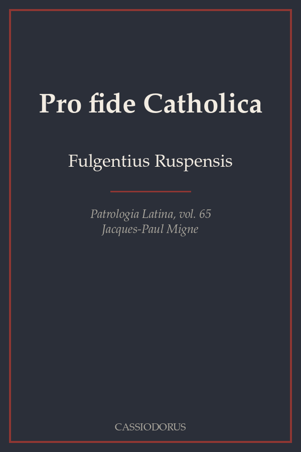 Pro fide Catholica cover