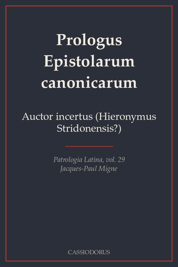 Prologus Epistolarum canonicarum cover