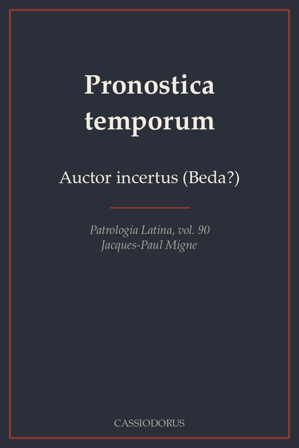 Pronostica temporum cover