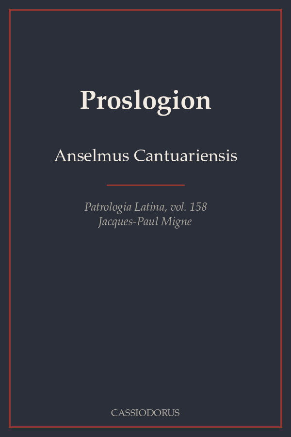 Proslogion cover