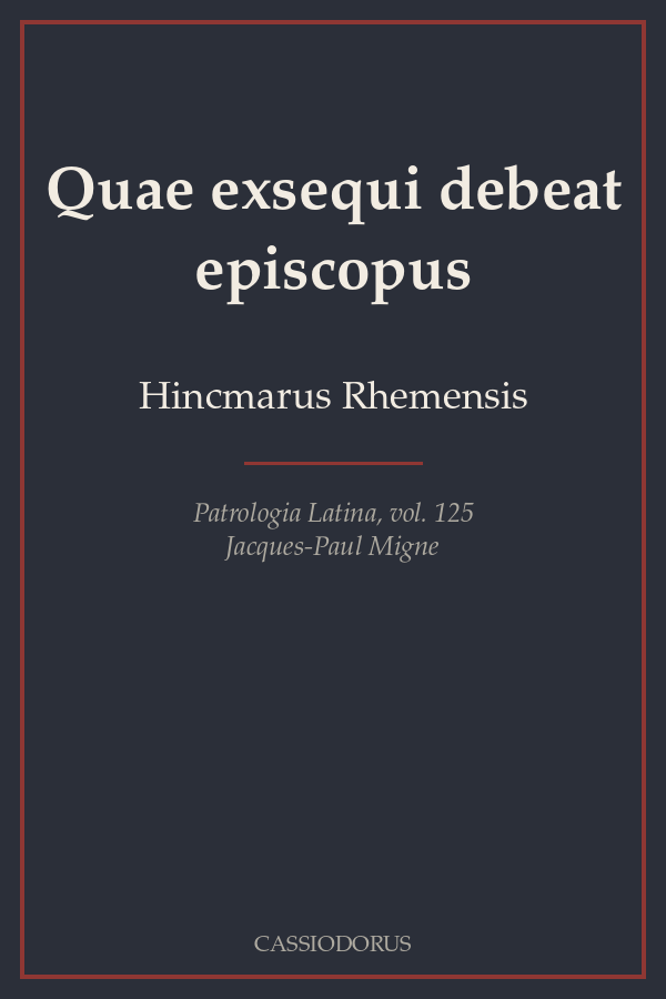 Quae exsequi debeat episcopus cover
