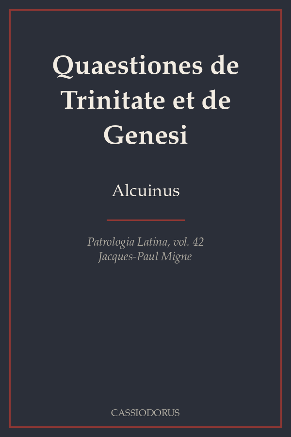 Quaestiones de Trinitate et de Genesi cover