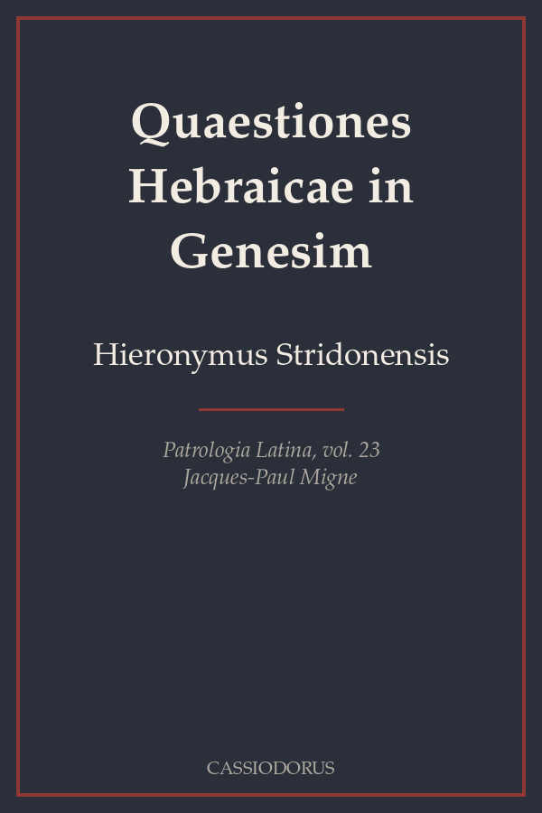 Quaestiones Hebraicae in Genesim cover