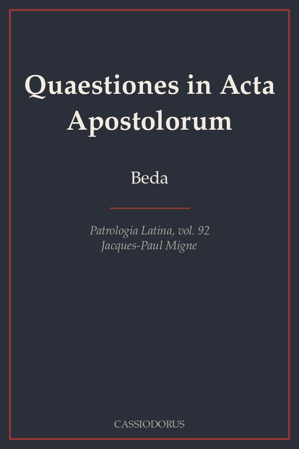 Quaestiones in Acta Apostolorum cover