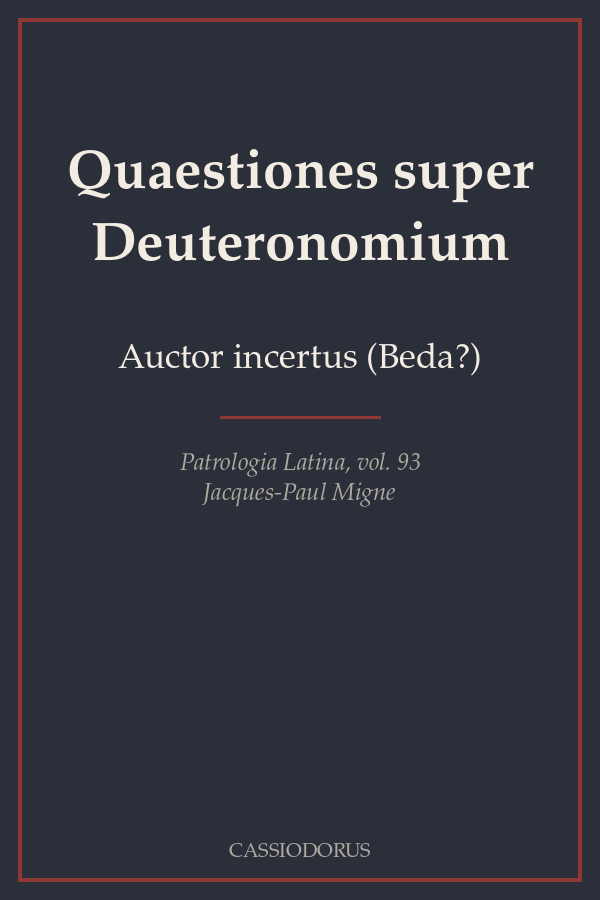 Quaestiones super Deuteronomium cover