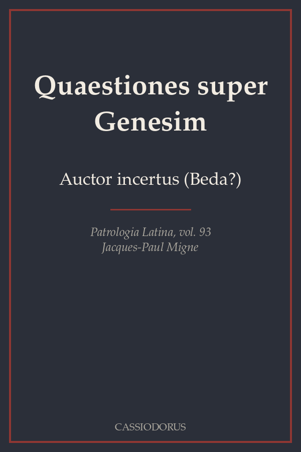 Quaestiones super Genesim cover