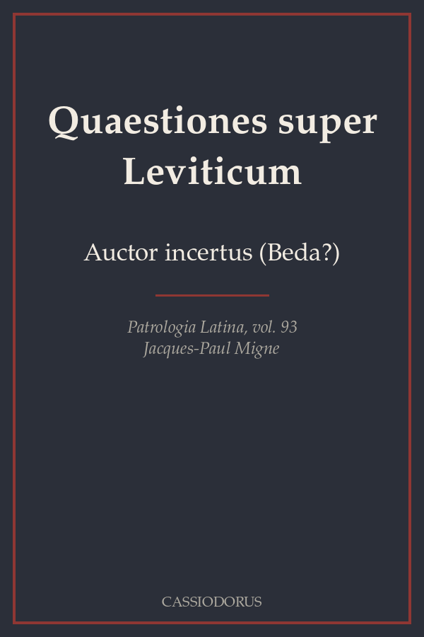 Quaestiones super Leviticum cover