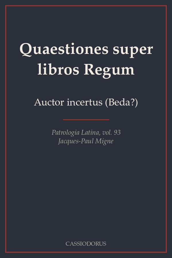 Quaestiones super libros Regum cover