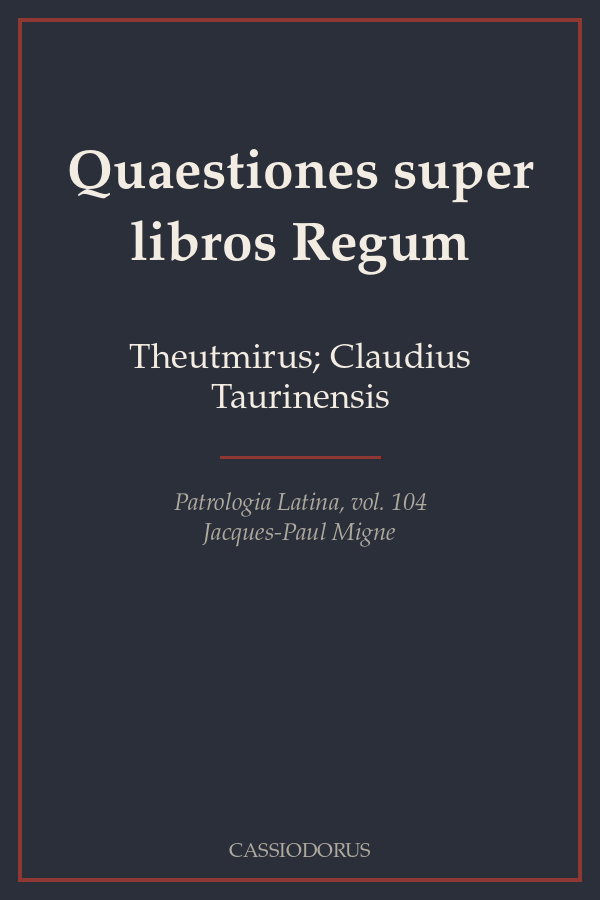 Quaestiones super libros Regum cover