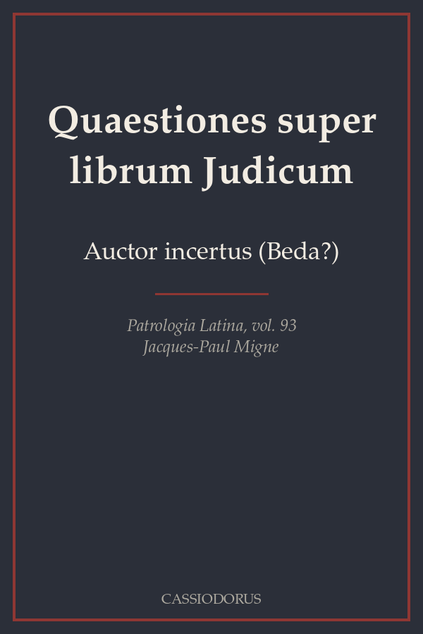 Quaestiones super librum Judicum cover