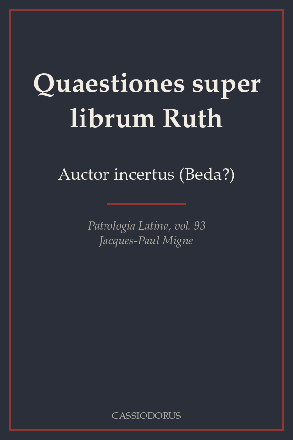 Quaestiones super librum Ruth cover
