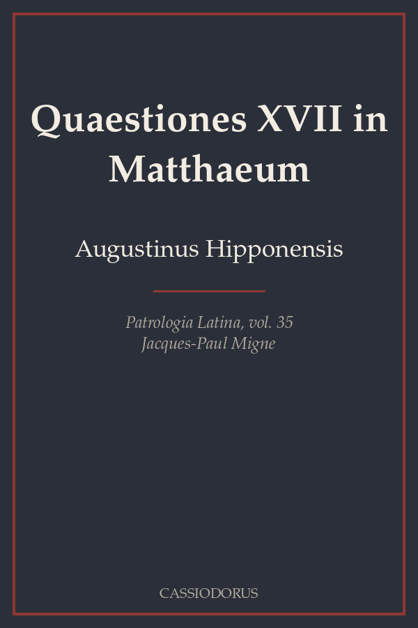 Quaestiones XVII in Matthaeum cover
