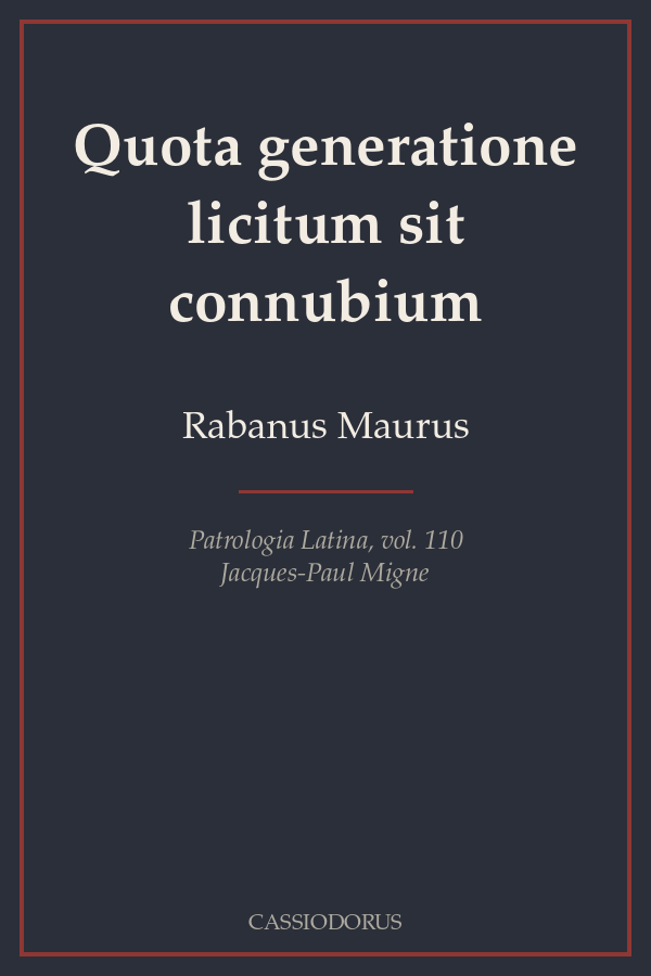 Quota generatione licitum sit connubium cover