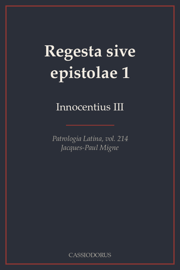 Regesta sive epistolae 1 cover
