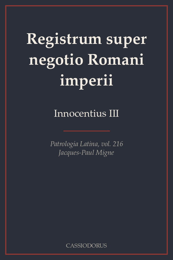 Registrum super negotio Romani imperii cover